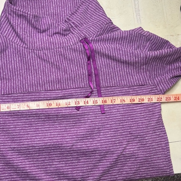 T By Talbots Purple Stripe Funnel Neck Pullover Size X (xl-1X) - Picture 5 of 7